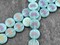 *8* 17mm Satin Matte Aqua Opaline Sliperit Laser Etched Lotus Coin Beads